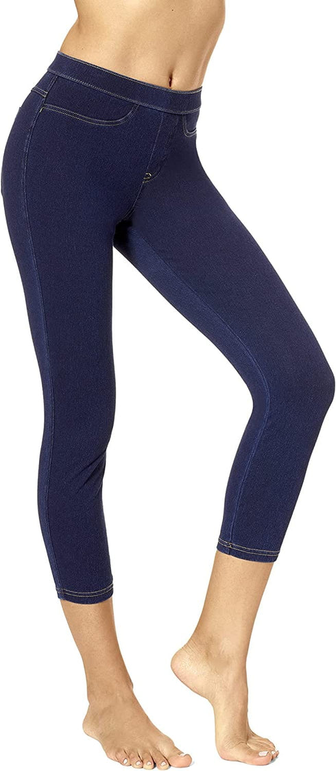 Womens Classic Denim Capri Legging with Pockets